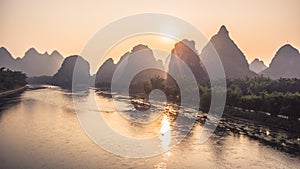 Mountains and River Sunrise View