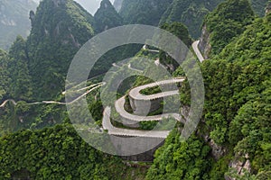 Mountains road in Tianmenshan nature park - China