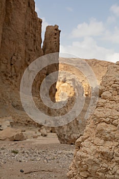 Mountains, rocks and hills of Judean desert in Israel, Middle East landmarks of Old Testament Bible times. Aerial view