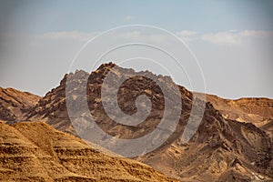 Mountains, rocks and hills of Judean desert in Israel, Middle East landmarks of Old Testament Bible times. Aerial view