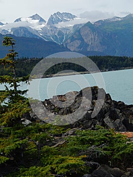 Mountains and rocks by the ocean