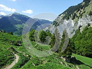 Mountains and rocks in the valley Weisstannenthal photo