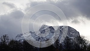 Mountains of Romsdalsfjorden near Andalsnes in Norway in autumn