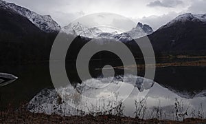 Mountains of Romsdalsfjorden near Andalsnes in Norway in autumn