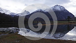 Mountains of Romsdalsfjorden near Andalsnes in Norway in autumn