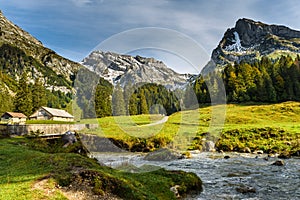 The mountains Saentis and Wildhuser Schafberg, Toggenburg, Switzerland