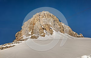 Mountains scenes at Ski resorts Andermatt and Sedrun in Switzerland