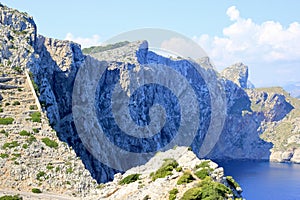 Mountains sea clouds on the island of Mallorca Spain.