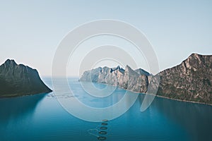 Mountains and sea fjord landscape in Norway