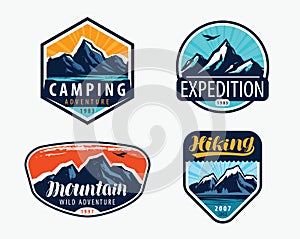 Mountains set labels. Mountaineering, climbing concept vector illustration