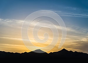 Mountains silhouette at sunset