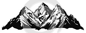 Mountains silhouettes. Mountains vector, Mountains vector of outdoor design elements, Mountain scenery, trees, pine