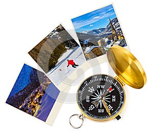 Mountains ski Austria images and compass