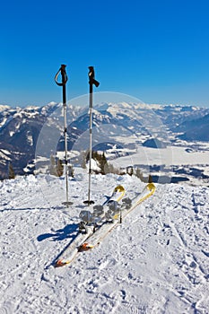 Mountains skis and ski-sticks - St. Gilgen Austria
