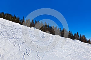 Mountains skis track