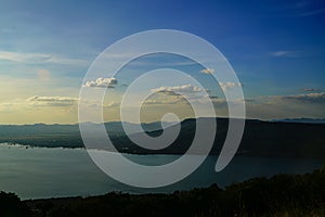 mountains, sky and dam.