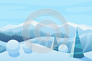 Mountains and sky landscape vector illustration