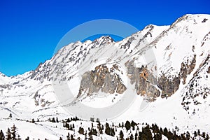 Mountains with snow at Strebske Pleso ski resort