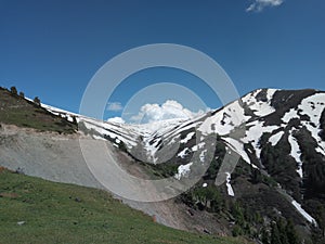 Mountains with snow view of Sinthan Top Hill Station