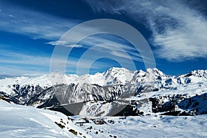 Mountains with snow in winter