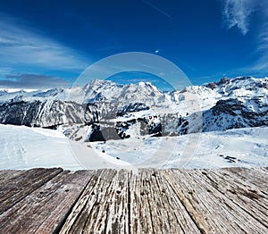 Mountains with snow in winter