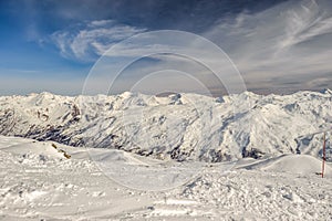 Mountains with snow in winter