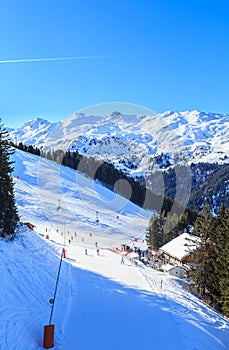 Mountains with snow in winter. Meribel Ski Resort