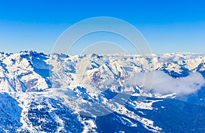 Mountains with snow in winter. Meribel Ski Resort