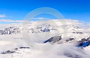 Mountains with snow in winter. Ski resort Soll, Tyrol