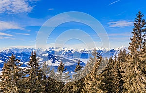 Mountains with snow in winter. Ski resort Soll, Tyrol