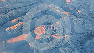 Mountains and snows aerial view