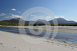 The mountains of South Uist from Howmore beach