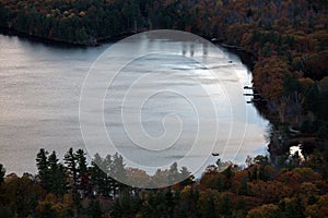 Mountains and Squam Lake in autumn