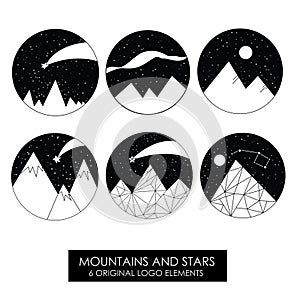 Mountains and stars. High quality original logos.