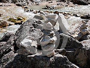 Mountains Stones stocked on each other - nature in details - german bavarian hiking memories