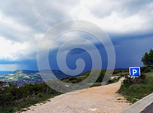 In mountains before a storm in Millau