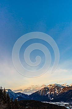 Mountains in Styria Bad Mitterndorf Alps sunset