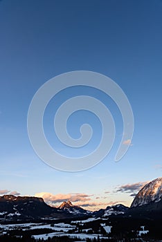 Mountains in Styria Bad Mitterndorf Alps sunset