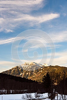 Mountains in Styria Bad Mitterndorf Alps sunset