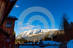 Mountains in Styria Bad Mitterndorf Alps sunset