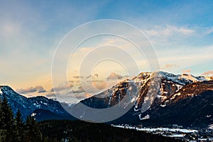 Mountains in Styria Bad Mitterndorf Alps sunset