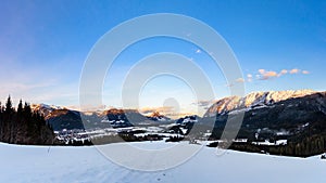 Mountains in Styria Bad Mitterndorf Alps sunset