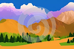 Mountains, summer, nature. landscape Vector drawing.