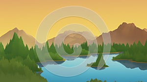 Mountains, summer, nature. landscape Vector drawing.