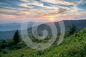 Mountains Summer Sunset Landscape in Blue Ridge