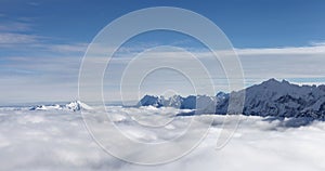 Mountains summits and clouds