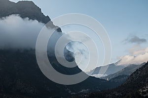 Mountains surrounding Upper Pisang, trekking Annapurna circuit, Nepal