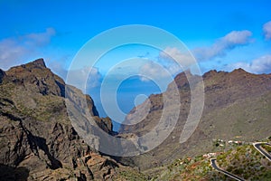 Mountains and switchbacks at Masca, in Tenerife in Spain