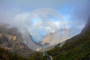 Mountains and switchbacks at Masca, in Tenerife in Spain