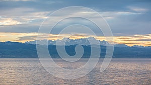 Mountains in Switzerland from Langenargen